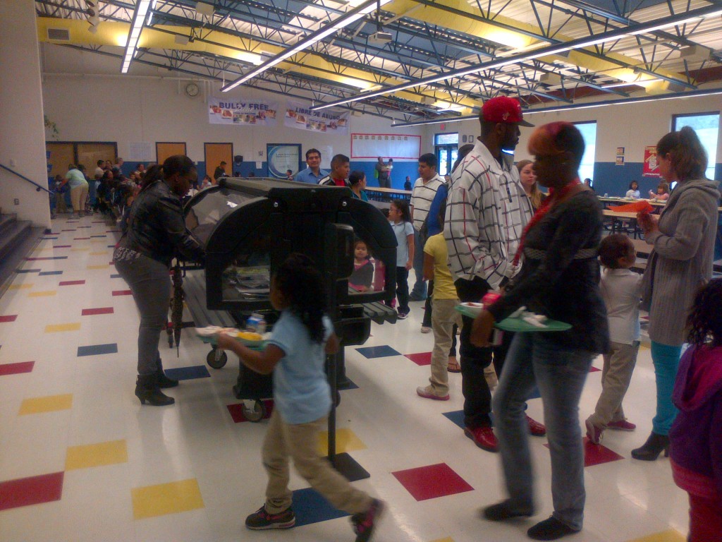 More parents checking out lunch at Roberts Academy Elementary